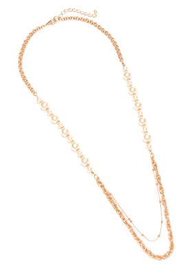 New Directions Pearl and Chain Station Necklace