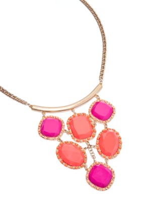 New Directions&reg; Pink and Orange Faceted Bib Necklace