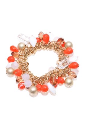 New Directions Multicolored Bead and Metal Stretch Bracelet
