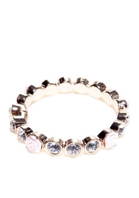 New Directions Flower and Crystal Stone Hinge Bracelet