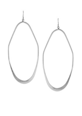 BCBGeneration Silver Apache Elongated Hoop Earrings