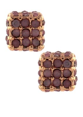 BCBGeneration Flirty Fringe Rose Gold Cube Stud Earrings