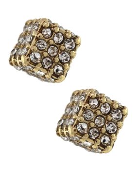 BCBGeneration Flirty Fringe Gold Cube Stud Earrings