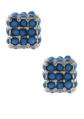 BCBGeneration Flirty Fringe Blue Cube Stud Earrings