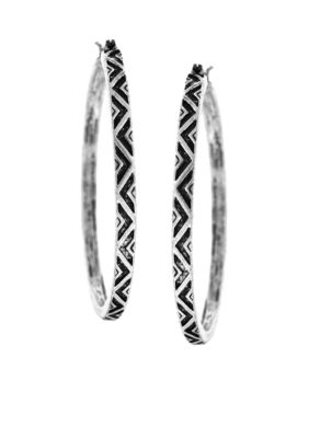 BCBGeneration Silver Chevron Hoop Earrings
