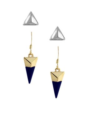 BCBGeneration Silver and Blue Earring Duo Set
