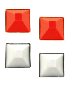 BCBGeneration Orange and White Studs Earrings Duo