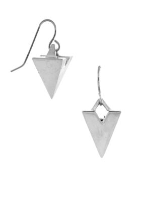 BCBGeneration Silver Pyramid Drop Earrings