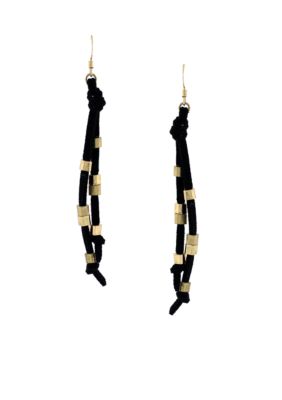 BCBGeneration Black and Gold Cubes Drop Earrings