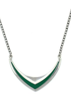 BCBGeneration Beatrix Kiddo Silver and Green Frontal Necklace