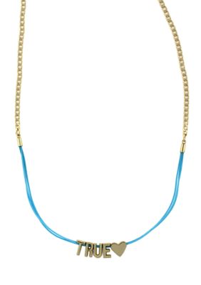 BCBGeneration Blue and Gold True Mini Affirmation Necklace