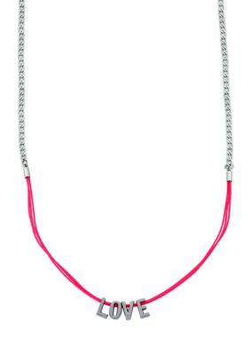 BCBGeneration Pink and Silver Love Mini Affirmation Necklace