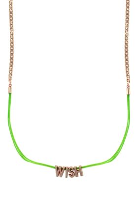 BCBGeneration Green and Rose Gold Wish Mini Affirmation Necklace