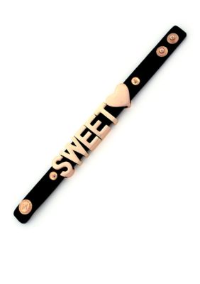 BCBGeneration Black and Rose Gold Sweet Heart Affirmation Bracelet