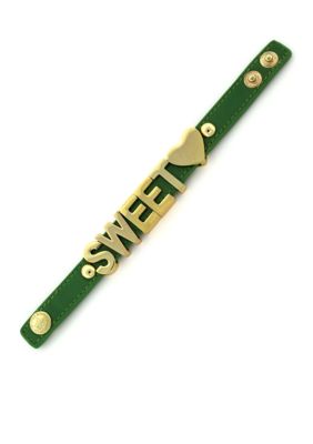 BCBGeneration Green and Gold Sweet Heart Affirmation Bracelet
