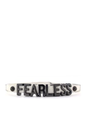 BCBGeneration White and Hematite Fearless Mini Affirmation Bracelet
