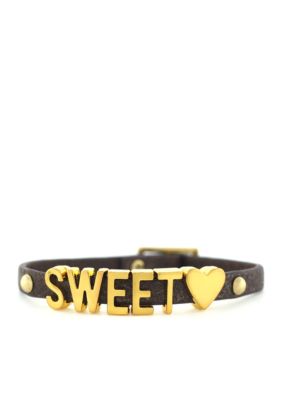 BCBGeneration Brown Glitter Sweet Heart Mini Affirmation Bracelet