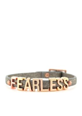 BCBGeneration Platinum Glitter Fearless Mini Affirmation Bracelet