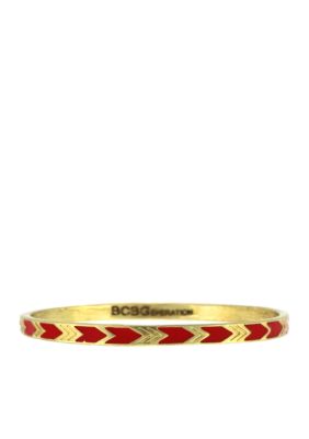 BCBGeneration Gold and Red Chevron Bangle