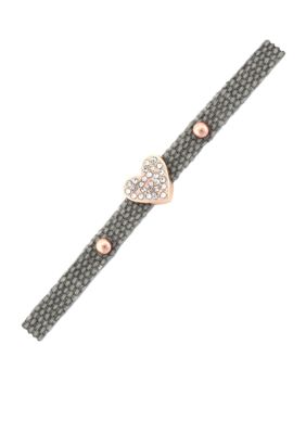 BCBGeneration Grey and Rose Gold Heart Mini Charm Bracelet