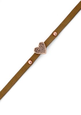 BCBGeneration Sand and Gold Heart Mini Charm Bracelet