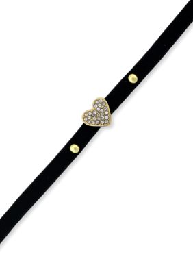 BCBGeneration Black and Gold Heart Mini Charm Bracelet