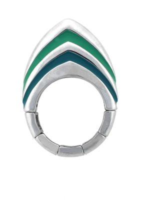 BCBGeneration Teal Chevron Stretch Ring