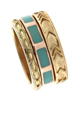 BCBGeneration Two Tone and Blue Stacked Ring Set
