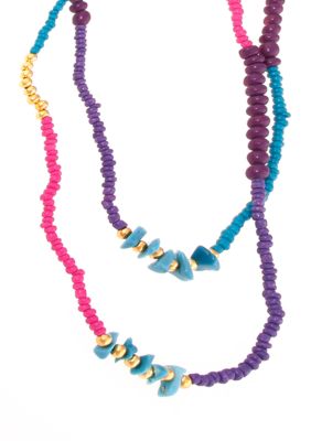 Red Camel Purple, Blue and Pink Seedbead Necklace