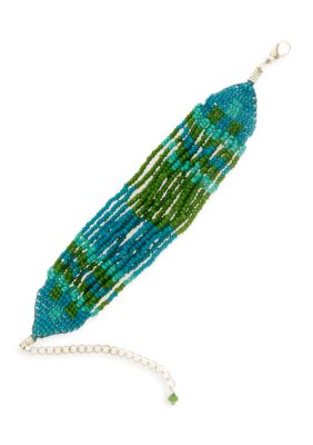 Red Camel Blue, Turquoise and Green Multistrand Bracelet