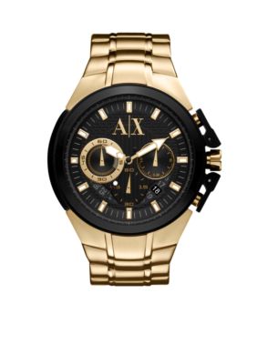 Armani Exchange AX Yellow Gold Tone Round Chronograph Miami Watch