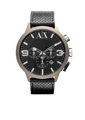 Armani Exchange AX Mens Color-Coated Stainless Steel and Leather Watch