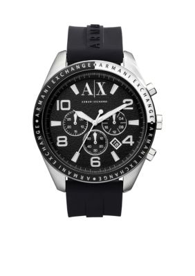 Armani Exchange AX Men's Black Silicone Strap Zacharo Chronograph Watch