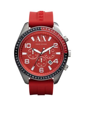 Armani Exchange AX Men's Red Silicone Strap Zacharo Chronograph Watch