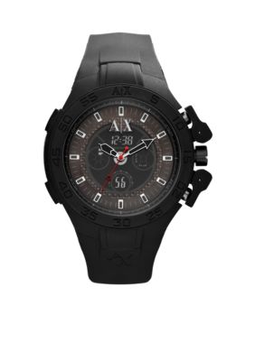 Armani Exchange AX Men's Black Silicone Analog Digital Chronograph Watch