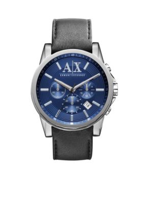 Armani Exchange AX Men's Outer Banks Black Leather Chronograph Watch