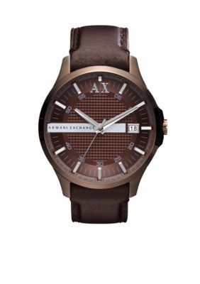 Armani Exchange AX Men's Hampton Brown Leather Watch