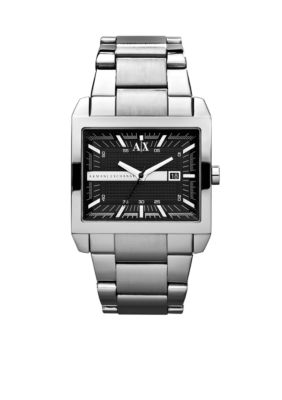 Armani Exchange AX Men's Silver-Tone Stainless Steel Three-Hand Watch
