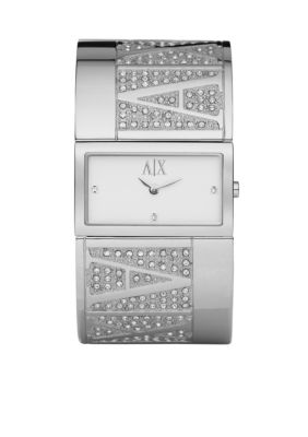 Armani Exchange AX Stainless Steel Half-Bangle Glitz Watch