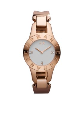Armani Exchange AX Ladies Rose Gold  Half Bangle Watch