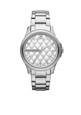 Armani Exchange AX Ladies Mid-Size Silver Tone Stainless Steel Watch
