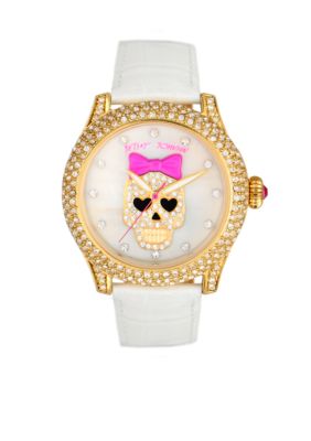 Betsey Johnson Gold Case Watch with Mother of Pearl Dial