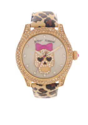 Betsey Johnson Skull and Bow Leopard Watch