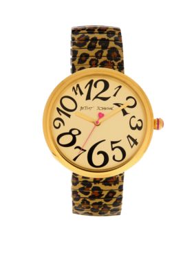 Betsey Johnson Brown Leopard Strap Watch