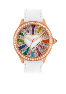 Betsey Johnson Multi-Colored Crystal Set Dial Watch