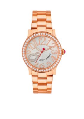 Betsey Johnson Rose Gold Tone Case Set in Crystal Watch