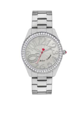 Betsey Johnson Silver Tone Case Set in Crystal