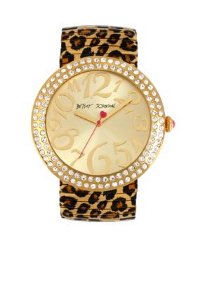 Betsey Johnson Jumbo Leopard Expansion Band Watch