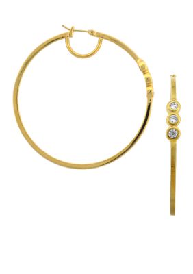 Vince Camuto Gold Tone Triple Stone Hoop