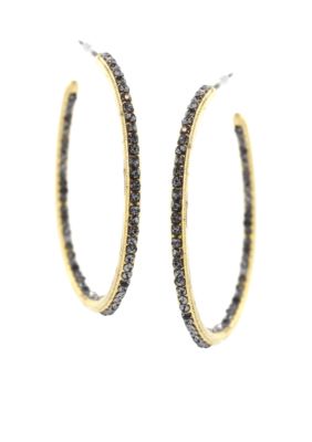 Vince Camuto Gold/Black Diamond Hoop Earring